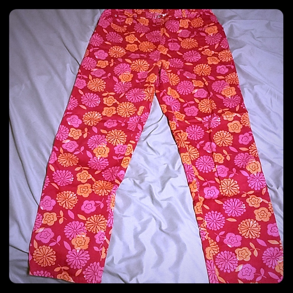 cute & soft orange, red and pink jeans size 10